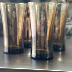 Vintage Anchor Hocking Linden Mocha set of 4 Flat Tumblers